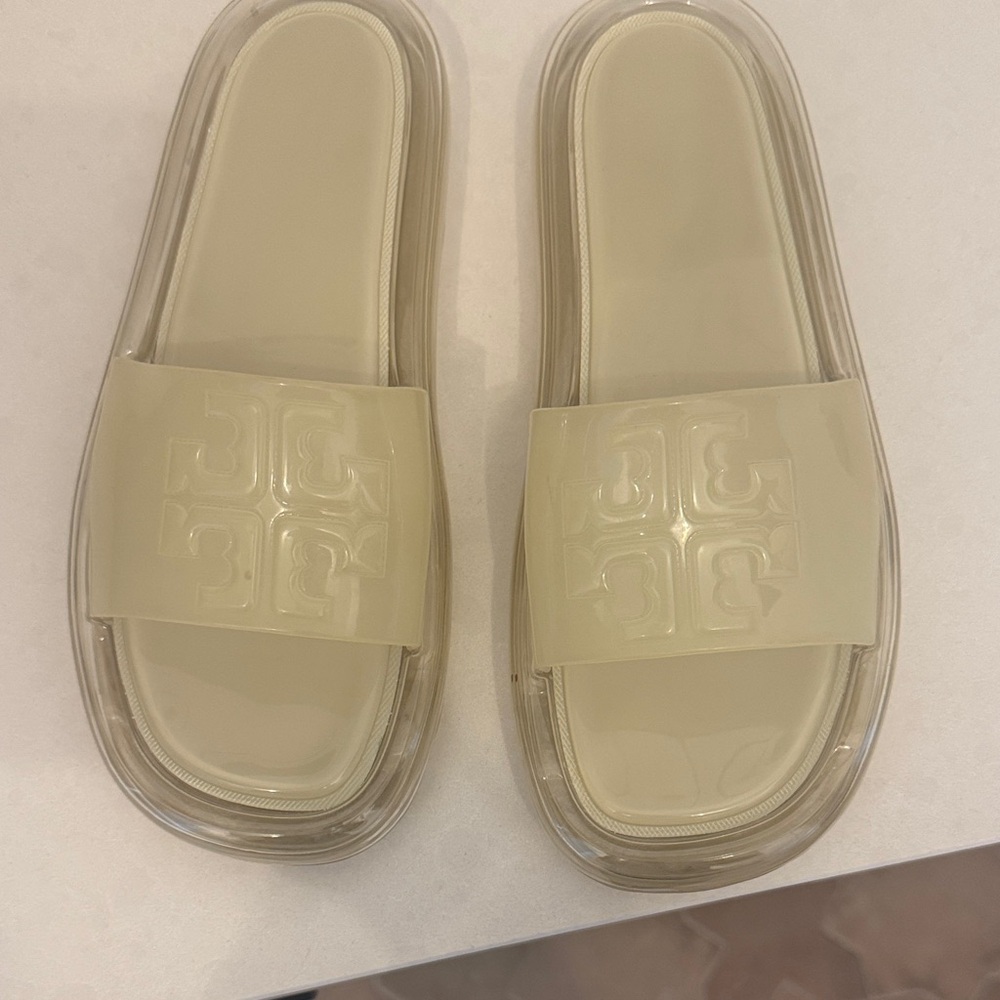 Tory Burch Cream Slide Sandals